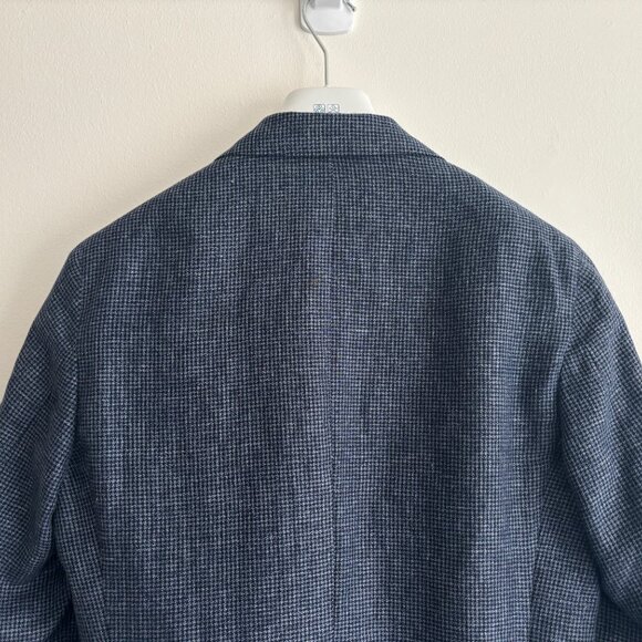 Gardo Bosman Unstructured Blue Houndstooth Wool Linen Sport Coat/ Blazer 38 - 40 - Picture 10 of 11